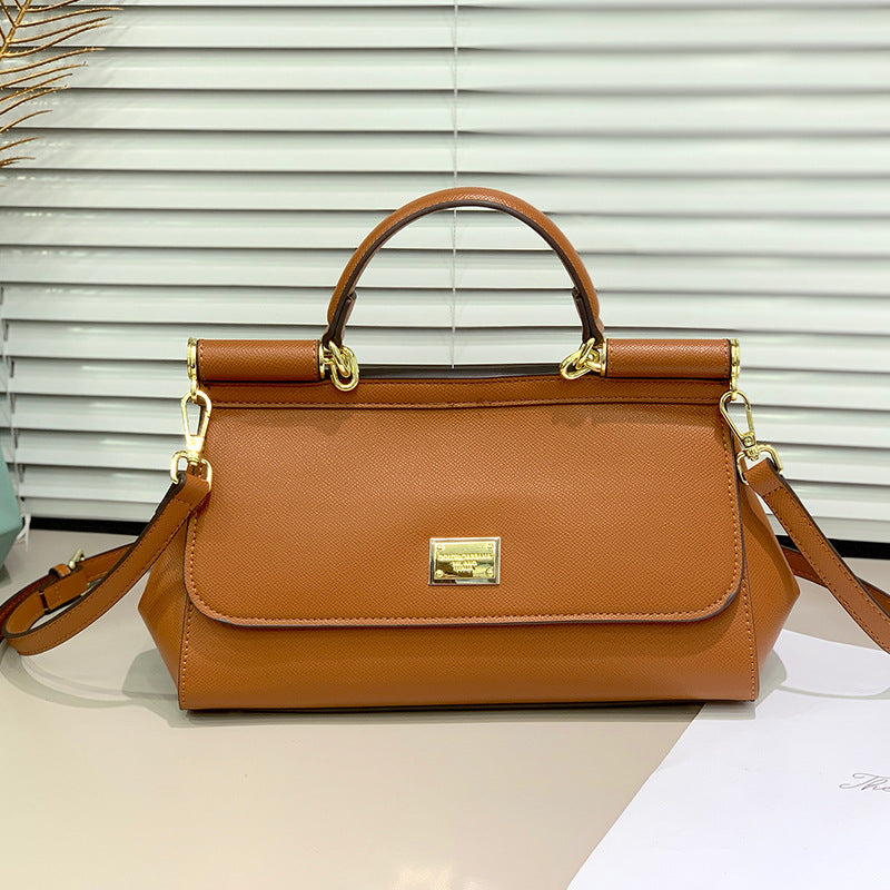 Women's Print Horizontal Solid Color Portable Cowhide Genuine Backpacks