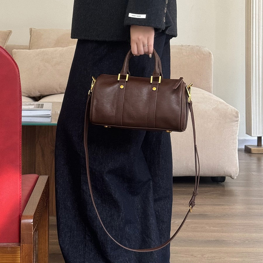 First Layer Cowhide Boston Advanced Retro Crossbody Bags