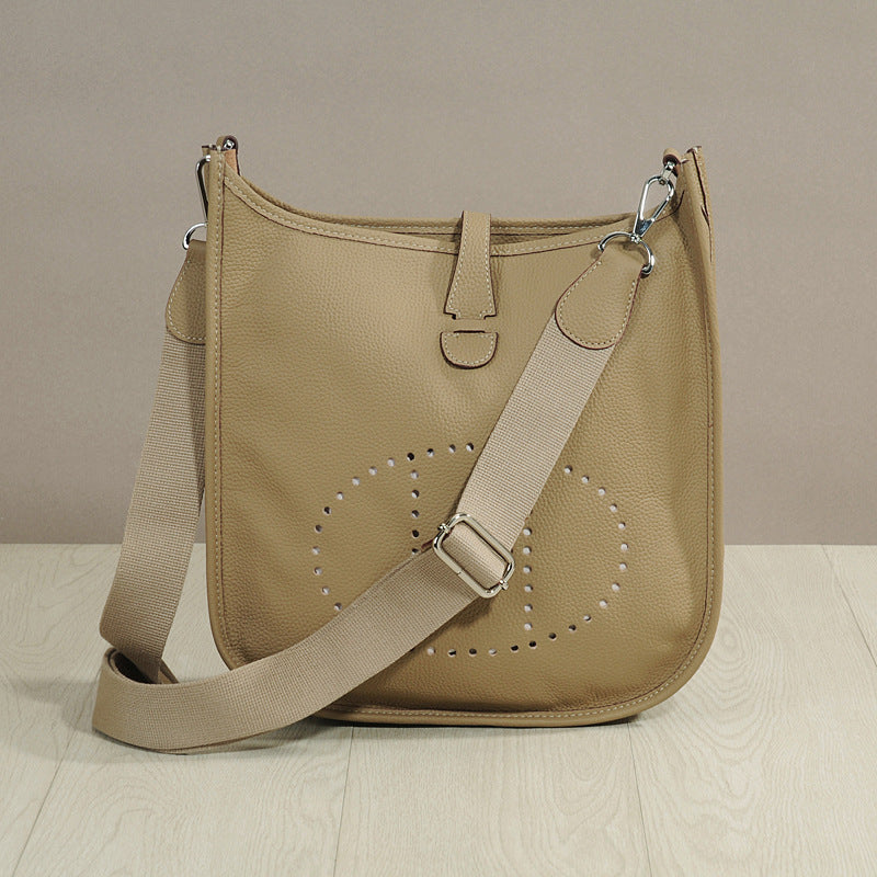 Women's Genuine Leather Fashion Punching Korean Style Crossbody Bags