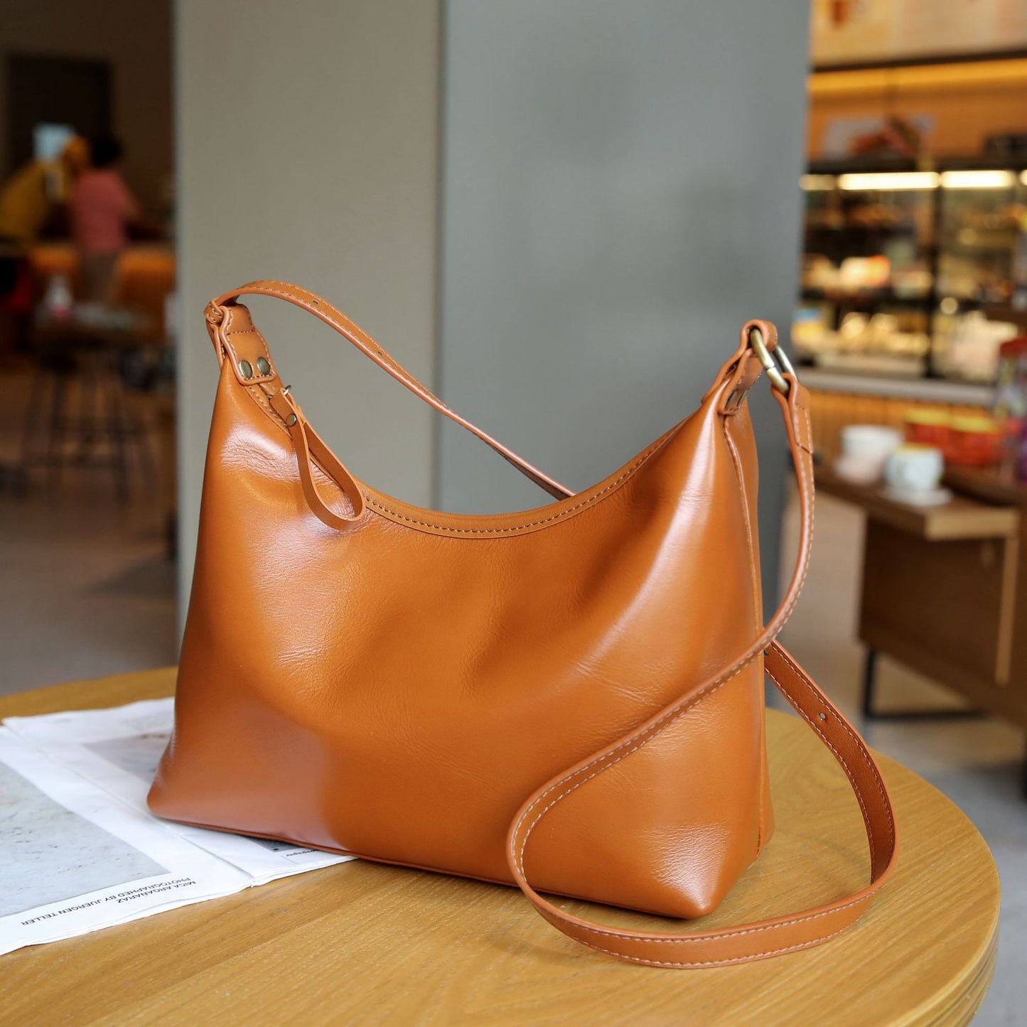 Women's Vegetable Tanned Leather Cowhide Minority Simple Crossbody Bags