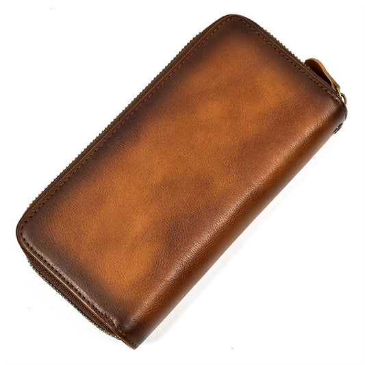 Men's Horse Leather Zipper Long Genuine Premium Men's Handbags