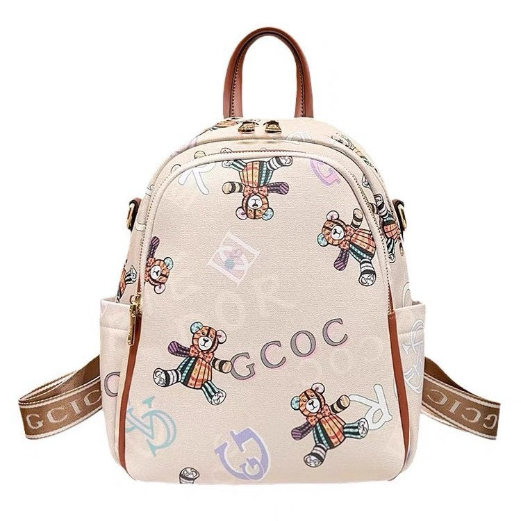 Attractive Printed Bear Light Luxury Fashion Backpacks