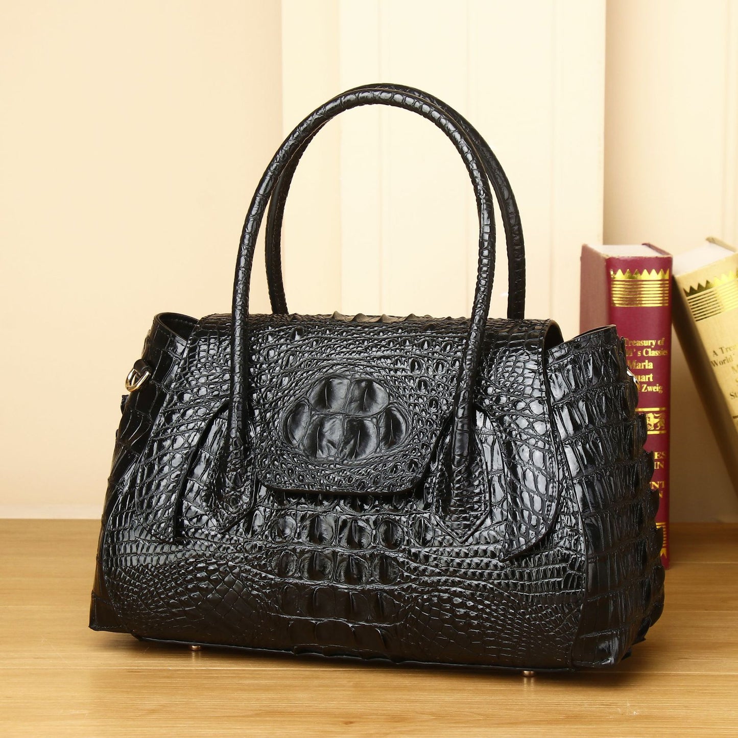 Women's Stylish Crocodile Pattern Croissant Fashion Handbags