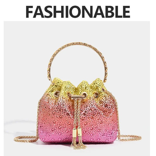 Shiny Advanced Rhinestone Sequins Chain Portable Evening Bags