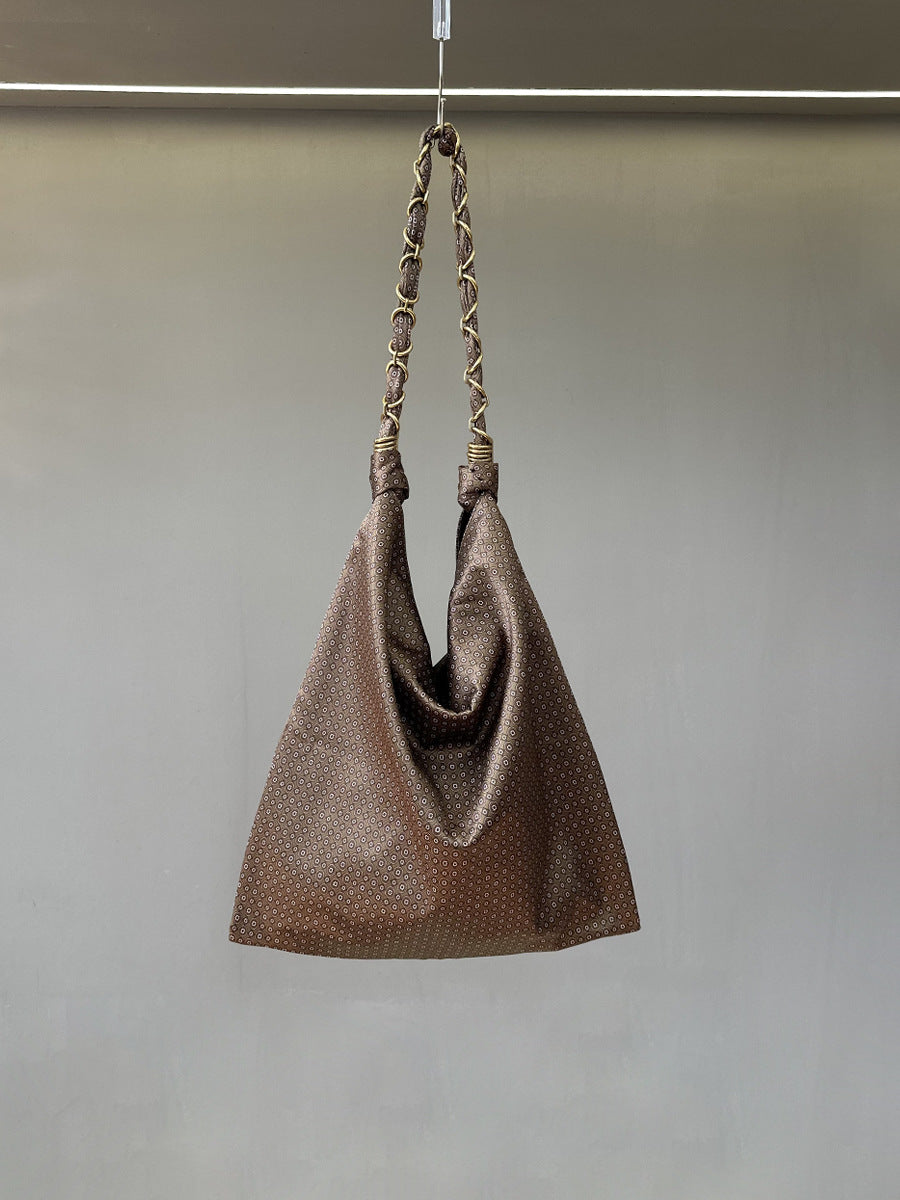 Women's Imported Silk Polyester Fabric Retro Large Shoulder Bags