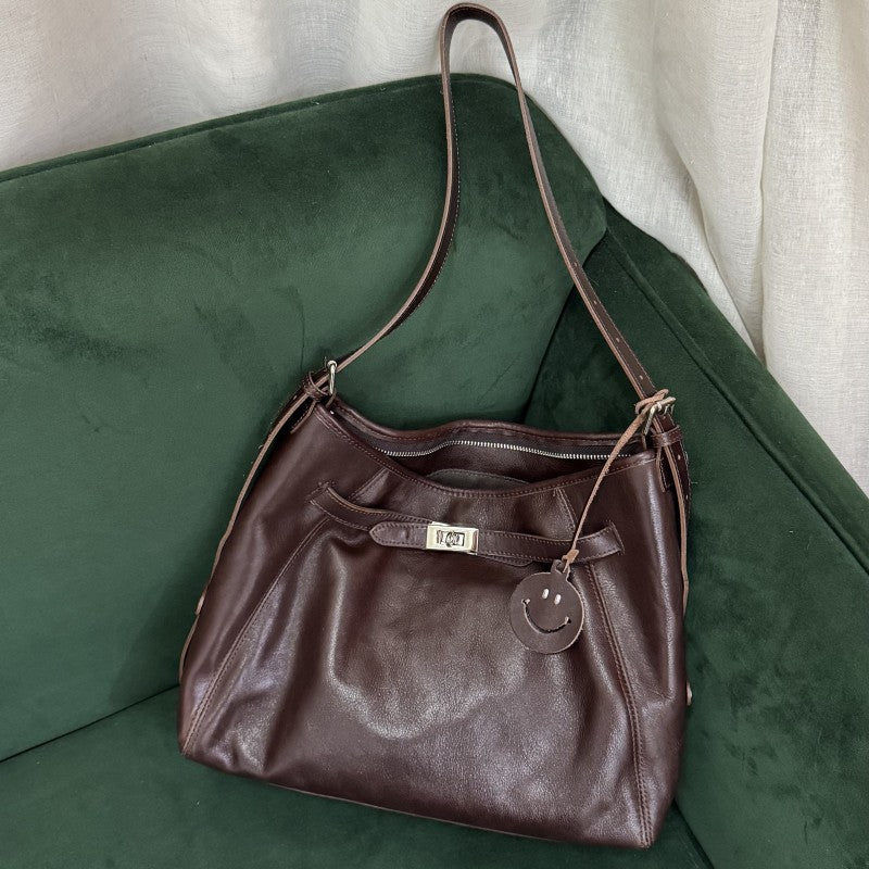 Women's Vegetable Tanning Leather Design Large Capacity Tote Bags