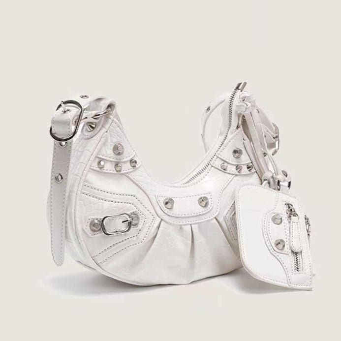 Women's Motorcycle Underarm Rivet Tassel Three-in-one Crossbody Bags