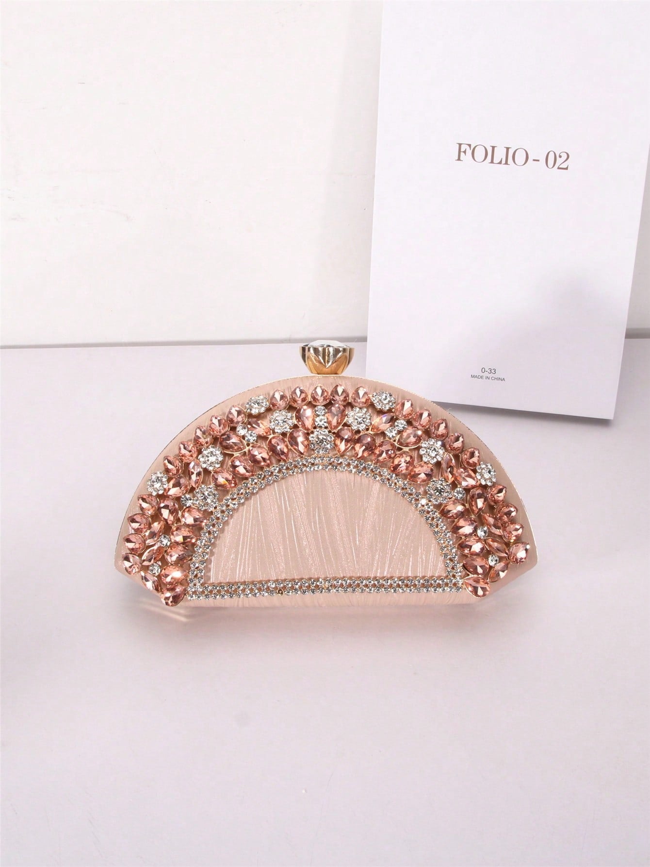 Fan-shaped Rhinestone Alloy Clipped Button Fashion Evening Bags