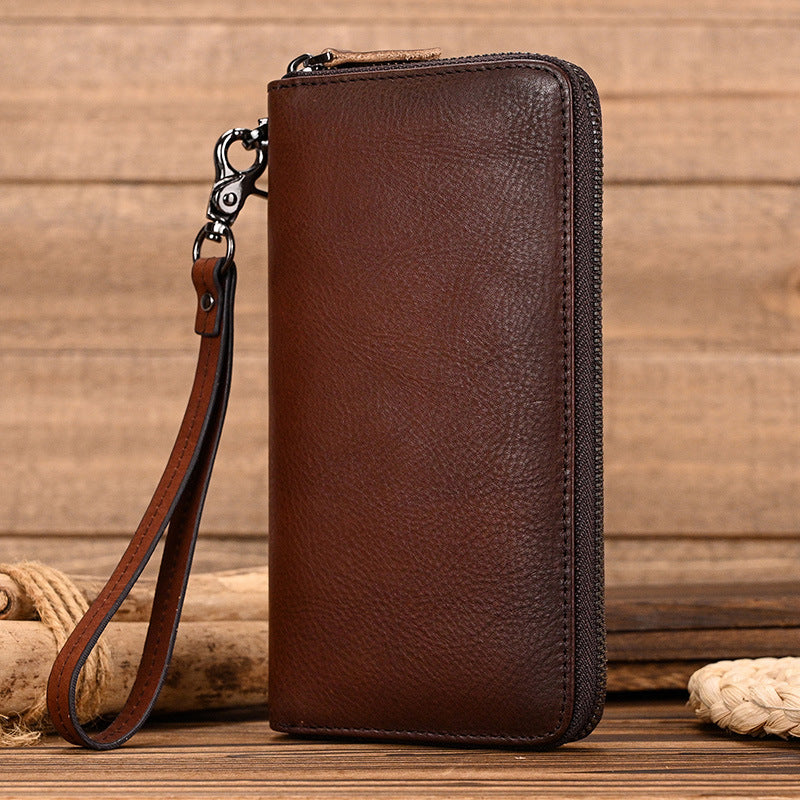 Men's Tanned Leather Retro Long Hand-rub Color Men's Wallets