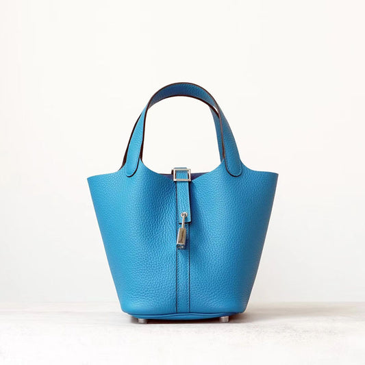 Wax Line Vegetable Basket Imported Cowhide Handbags
