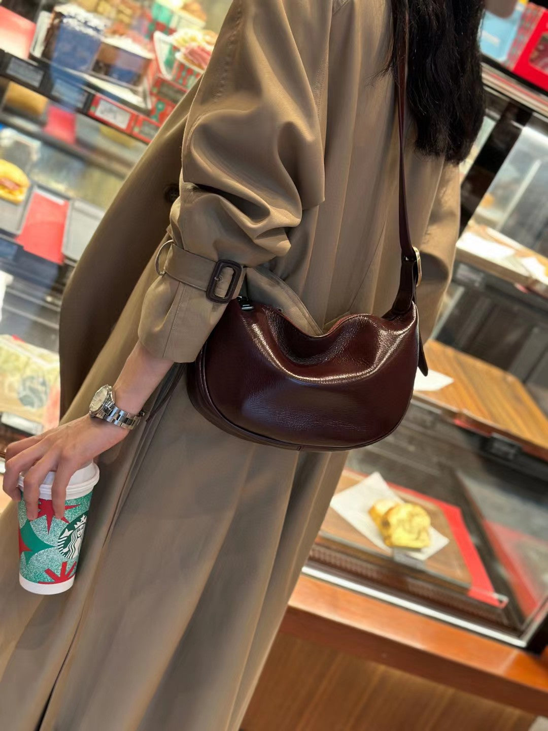 Women's Leather Fashion Underarm Dumpling Retro Commuter Armpit Bags
