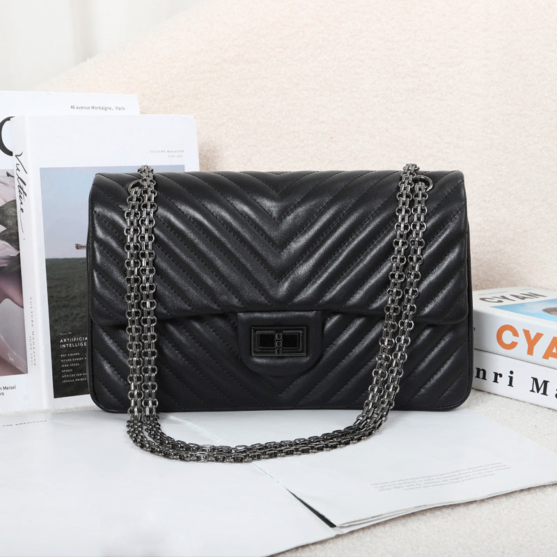Diamond Pattern Chain Genuine Leather Fashion Bags