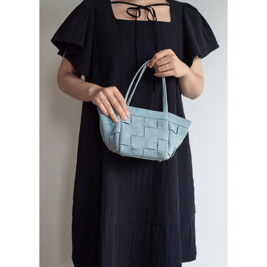 Female Niche Hand-woven Simple Fashion Canvas Shoulder Bags