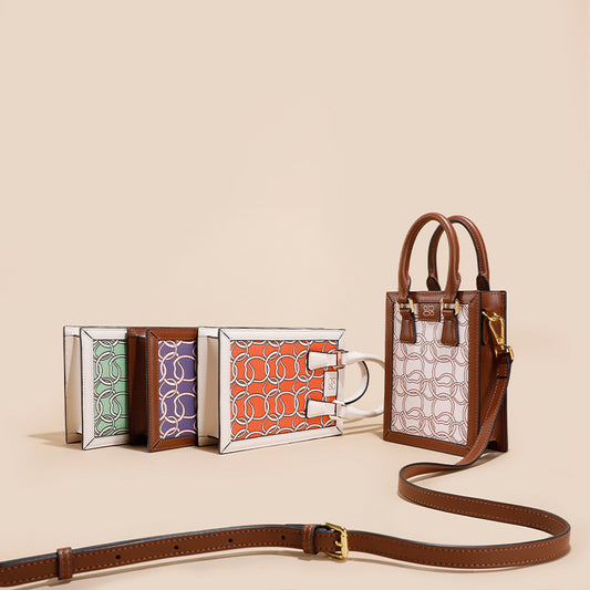 Women's Commuter High-grade Mobile Genuine Leather Canvas Crossbody Bags