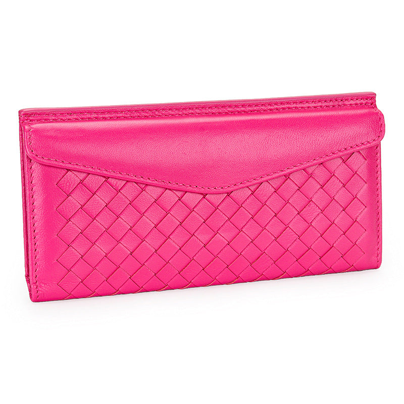Women's & Men's & Sheepskin Long Leather Hand-woven Large Ladies Wallets