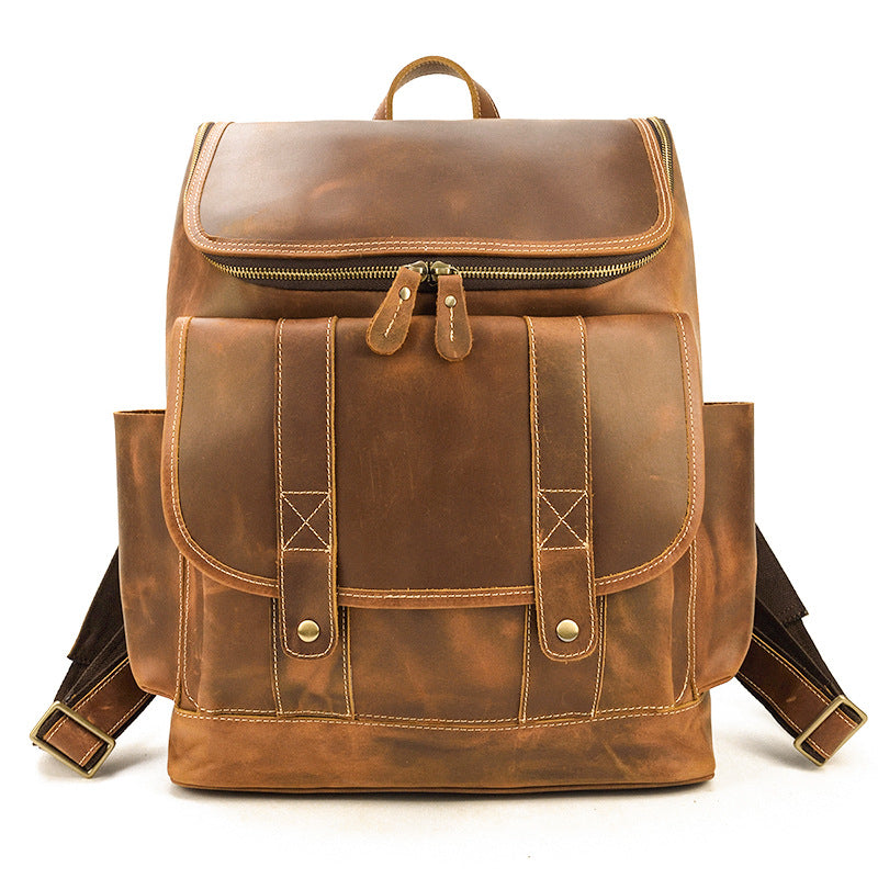Men's Beautiful Leather Crazy Horse Cowhide Backpacks