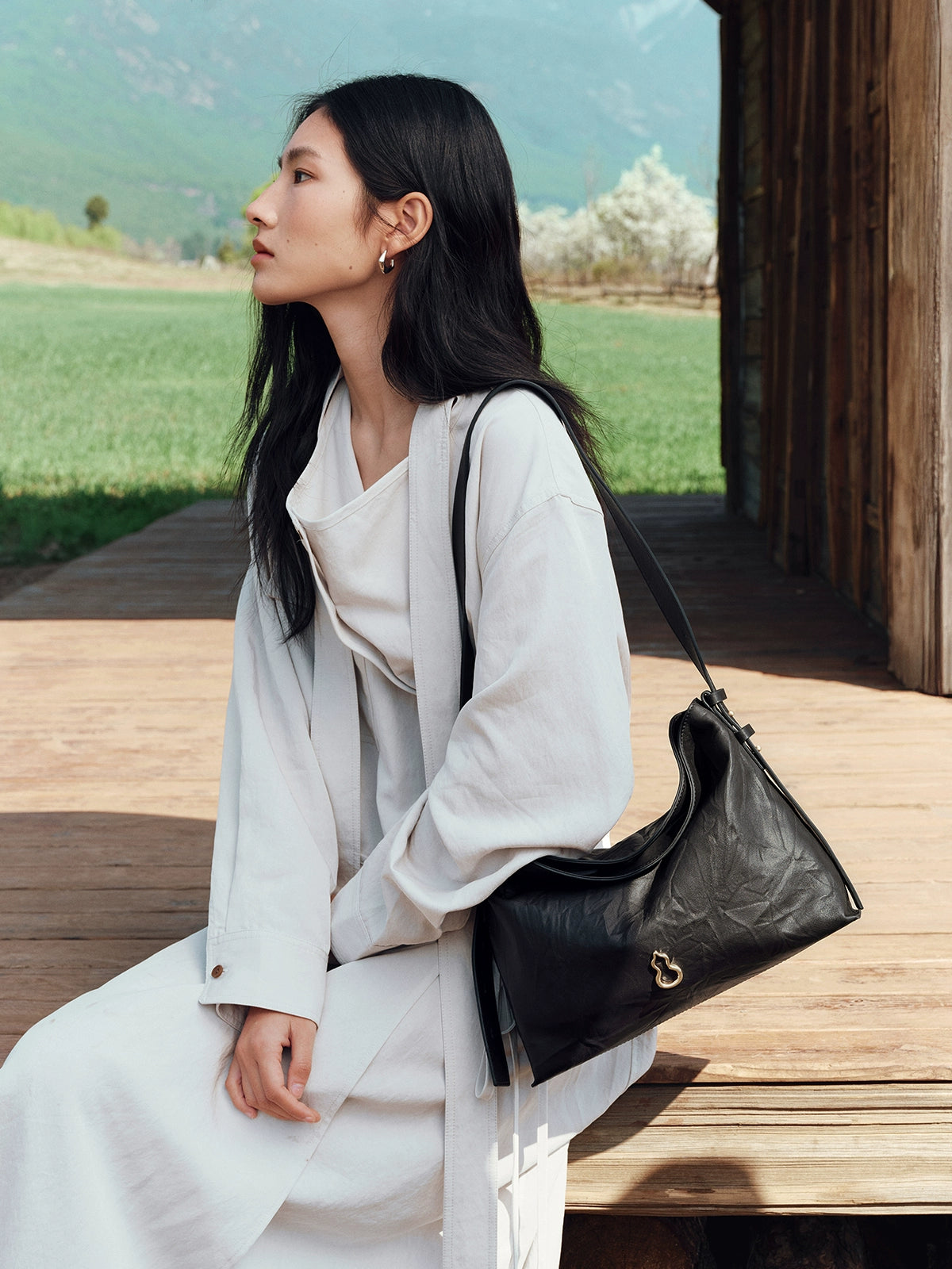 Half Slope Cotton Medium First Layer Cowhide Crossbody Bags