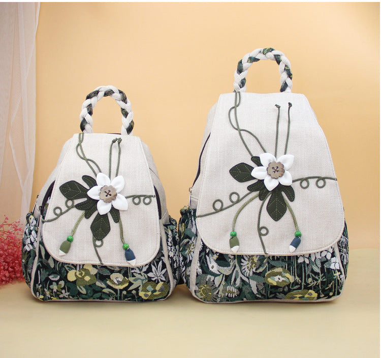 Women's Artistic Crafts Fabric Flower Ethnic Style Backpacks