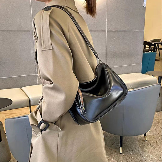 Women's Genuine Leather Underarm Large Capacity Soft Wide Bags