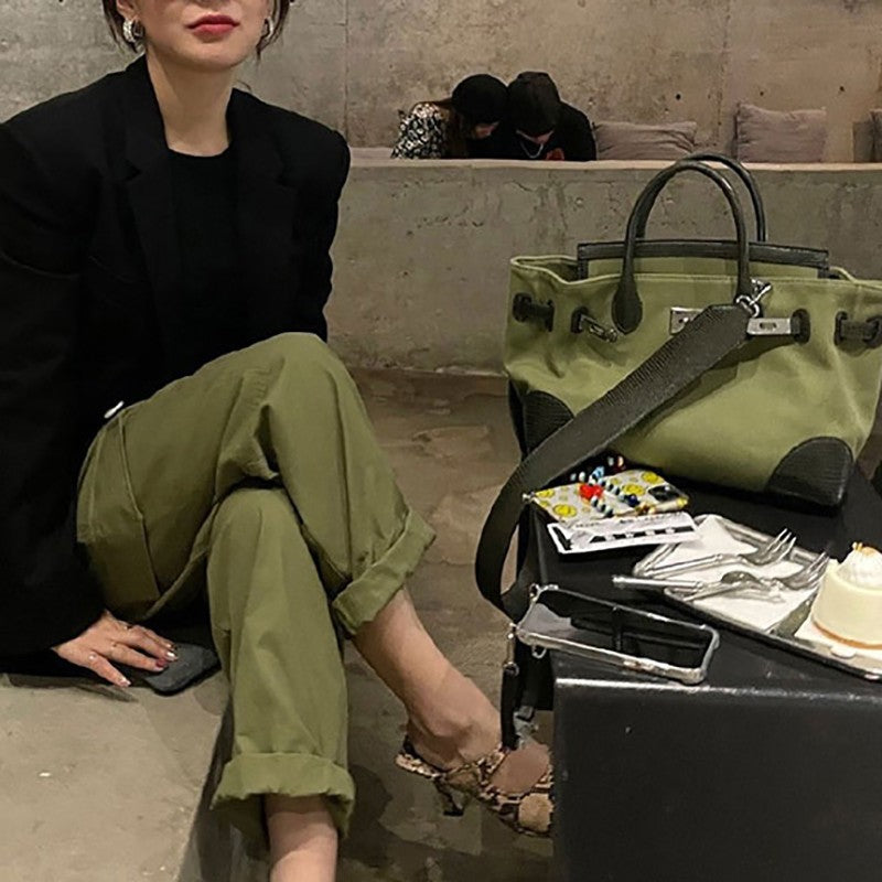 Women's Kelly Platinum Niche Army Green Portable Shoulder Bags