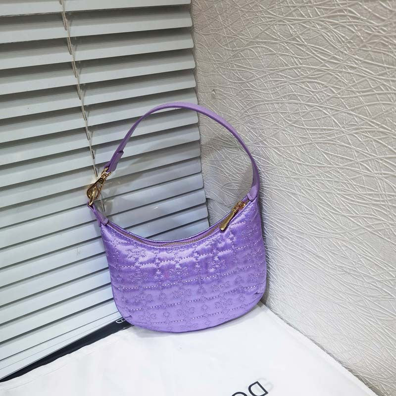 Rich Mini Portable Niche Satin Crescent Handbags