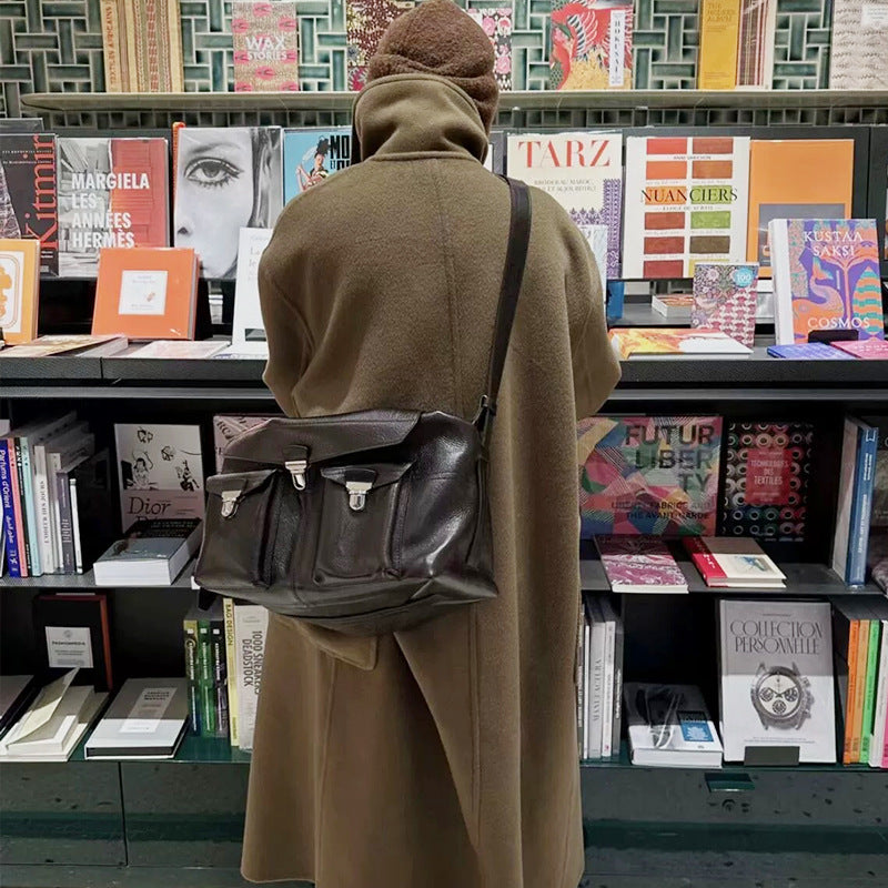 Genuine Leather Working Wear Motorcycle Cowhide Bags