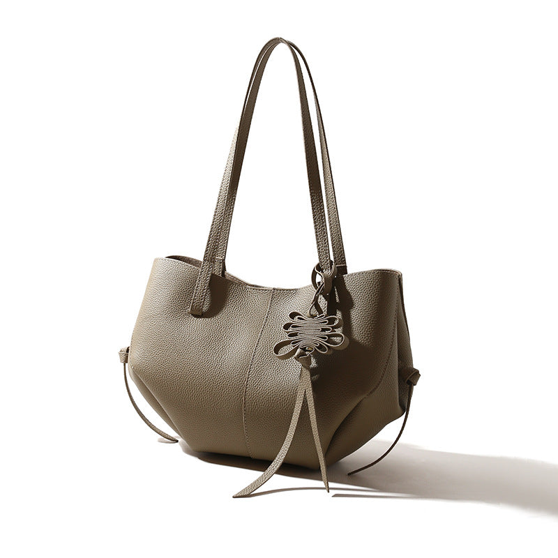 Women's Texture Niche Large Capacity Genuine Commuting Handbags