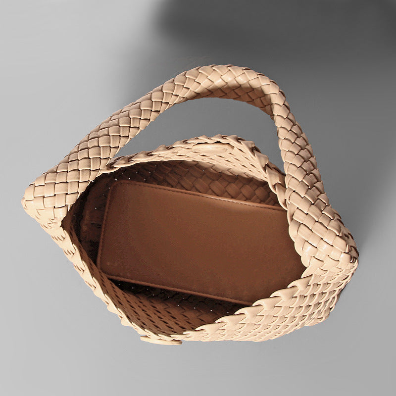 Women's Hand-woven Mother Soft Leather Underarm Lunch Shoulder Bags