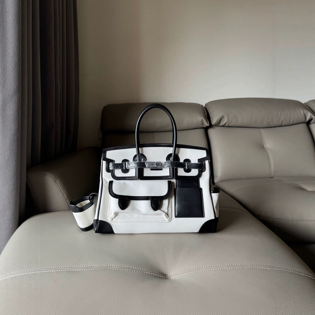 Comfortable New Canvas Stitching Drawstring Layer Crossbody Bags