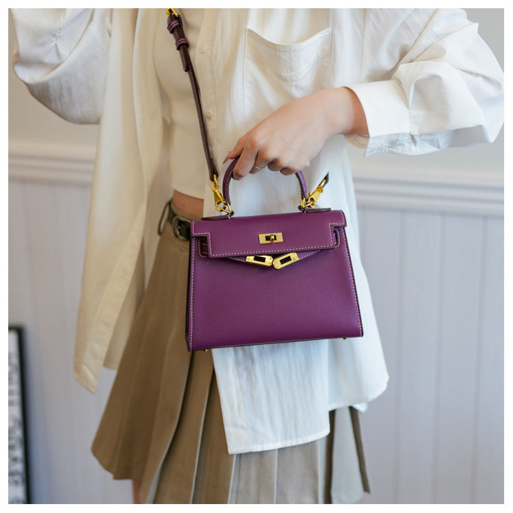 Retro Kelly Palm Pattern Genuine Leather Shoulder Bags