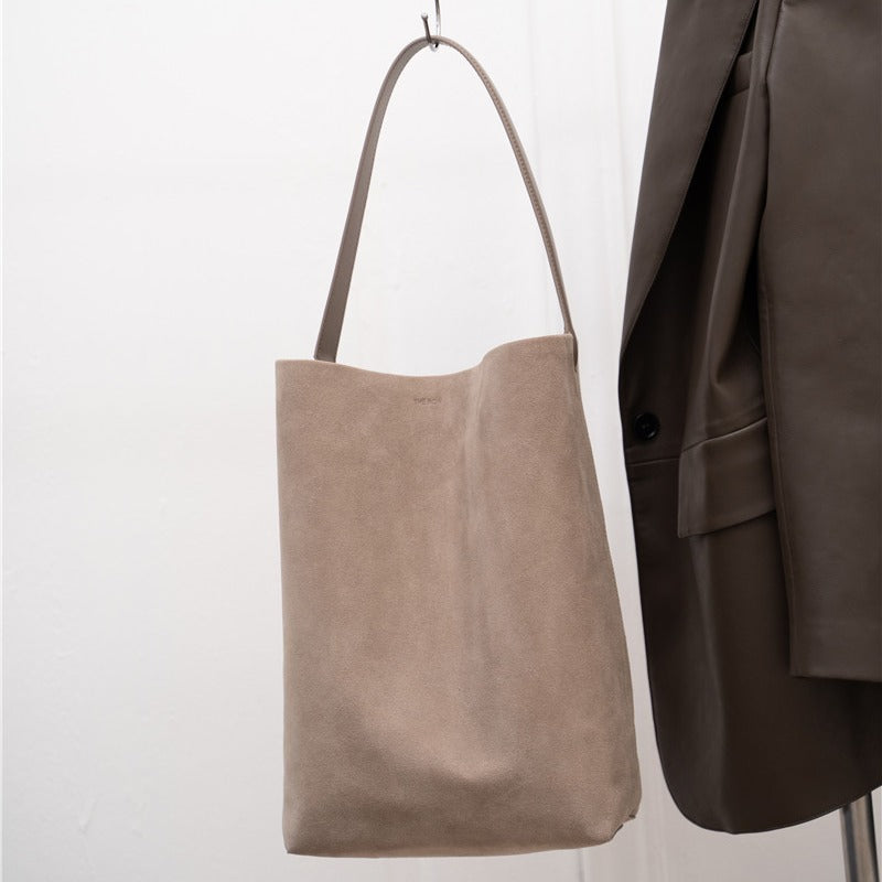 Women's Simple Leather Large Capacity Suede Commuter Shoulder Bags