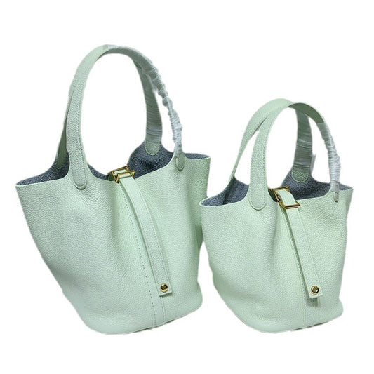 Women's Prepuce Vegetable Basket First Layer Cowhide Handbags