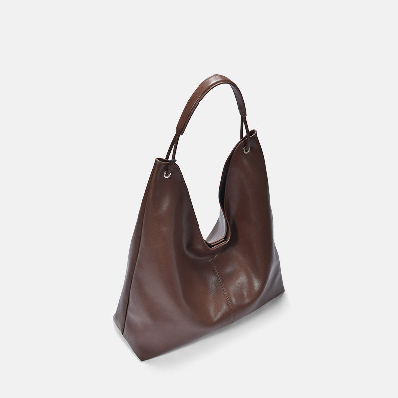 Vegetable Tanned Leather Large Capacity Textured Armpit Bags