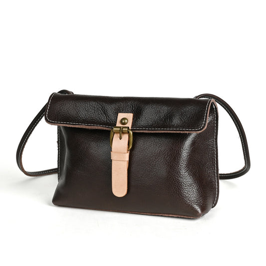 Women's Handmade Genuine Leather First Layer Cowhide Mori Style Crossbody Bags