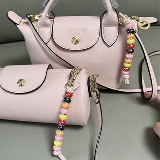 Beaded Dumpling Pen Portable Cowhide Mini Crossbody Bags