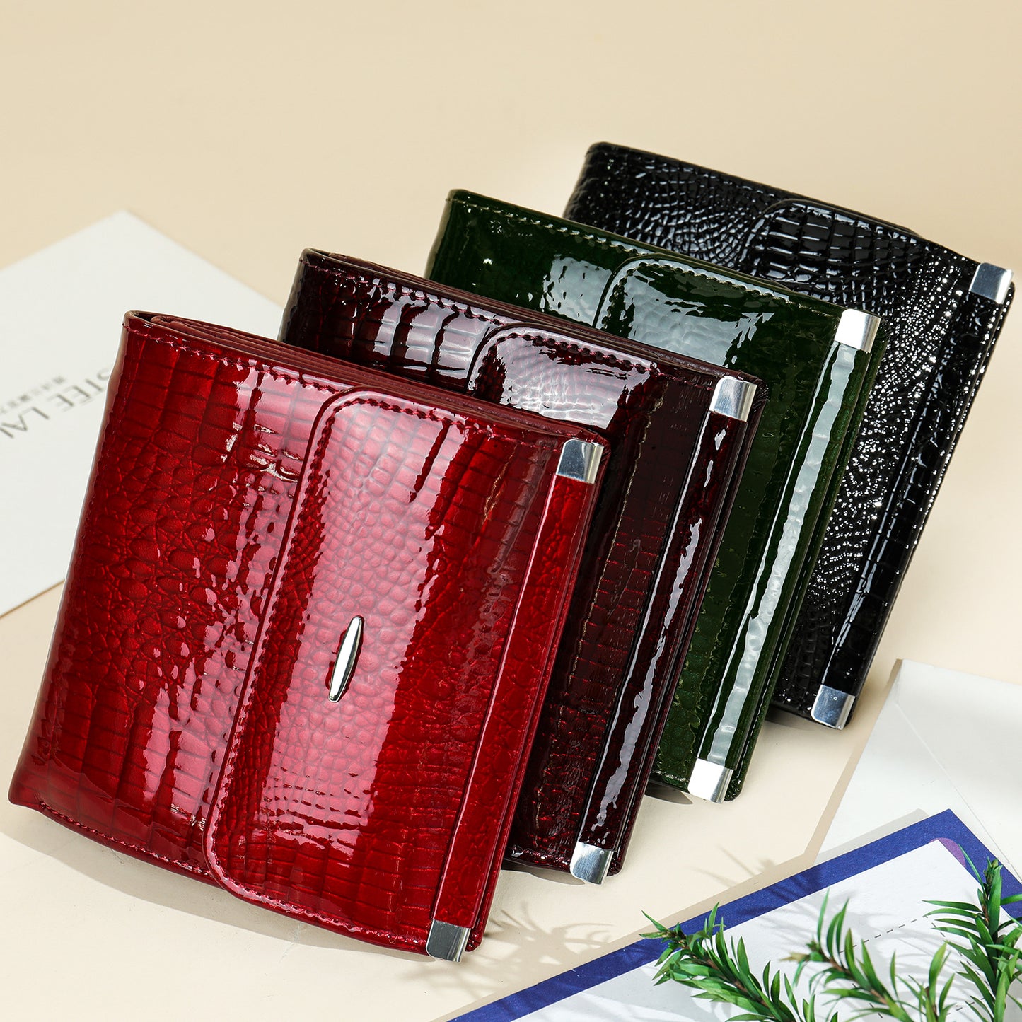 Patent Leather Female Design Short High Ladies Wallets