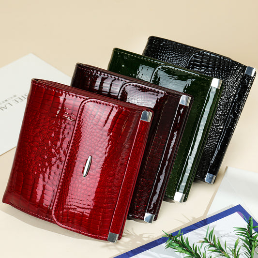 Patent Leather Female Design Short High Ladies Wallets