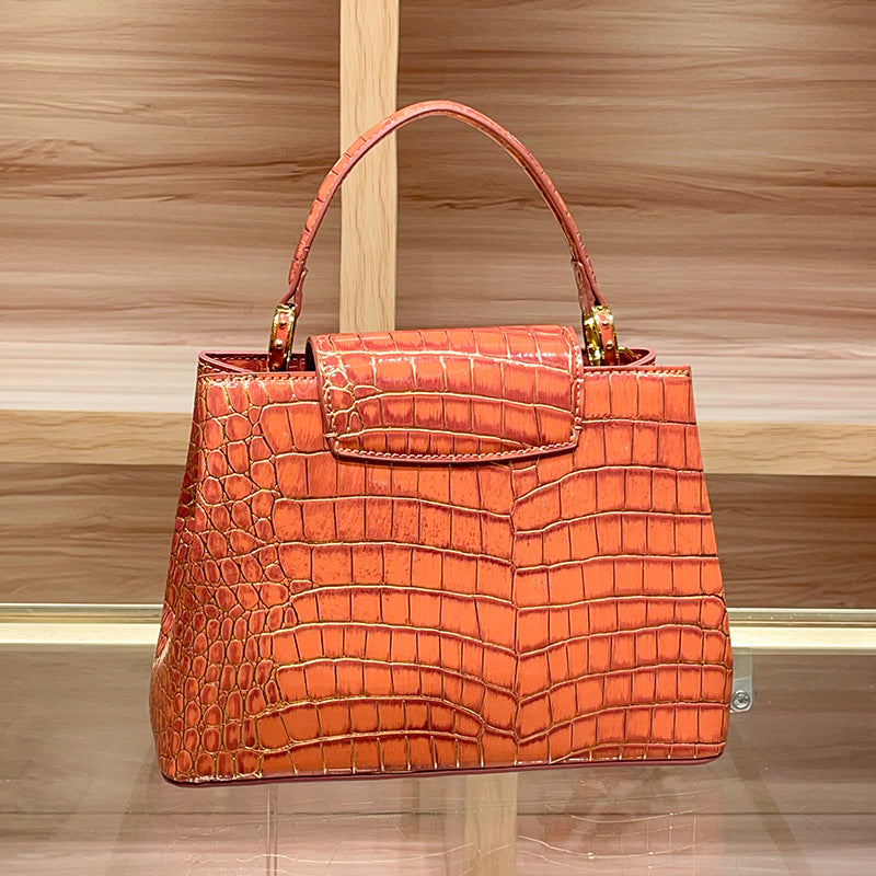 Women's High-grade Crocodile Pattern Portable Commuter Genuine Crossbody Bags