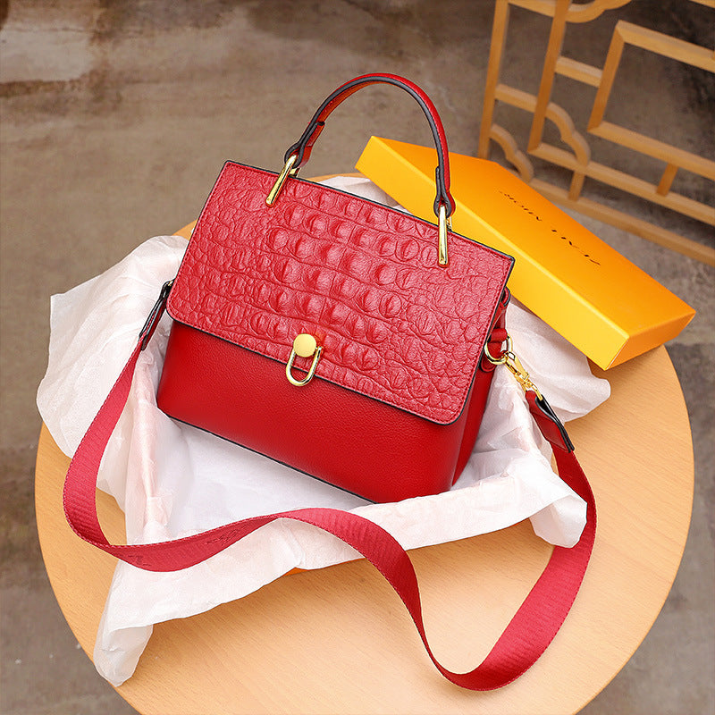 Women's Fashionable Kelly Embossed Soft Crocodile Pattern Crossbody Bags
