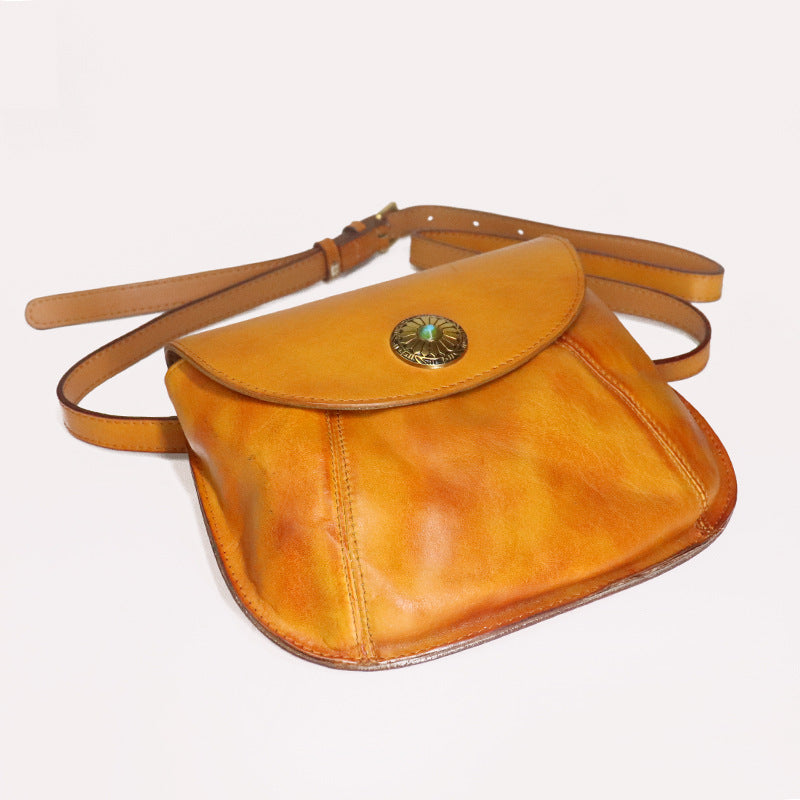 Women's Vegetable Tanned Cattle Leather Vintage Hand-rub Crossbody Bags