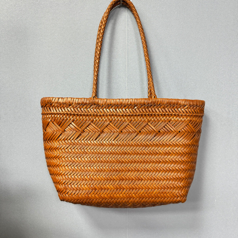 Women's French Woven Vegetable Basket Genuine Handbags