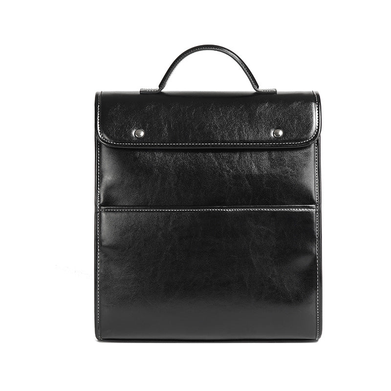 Women's Leather Business Retro Fashionable Simple Large Backpacks