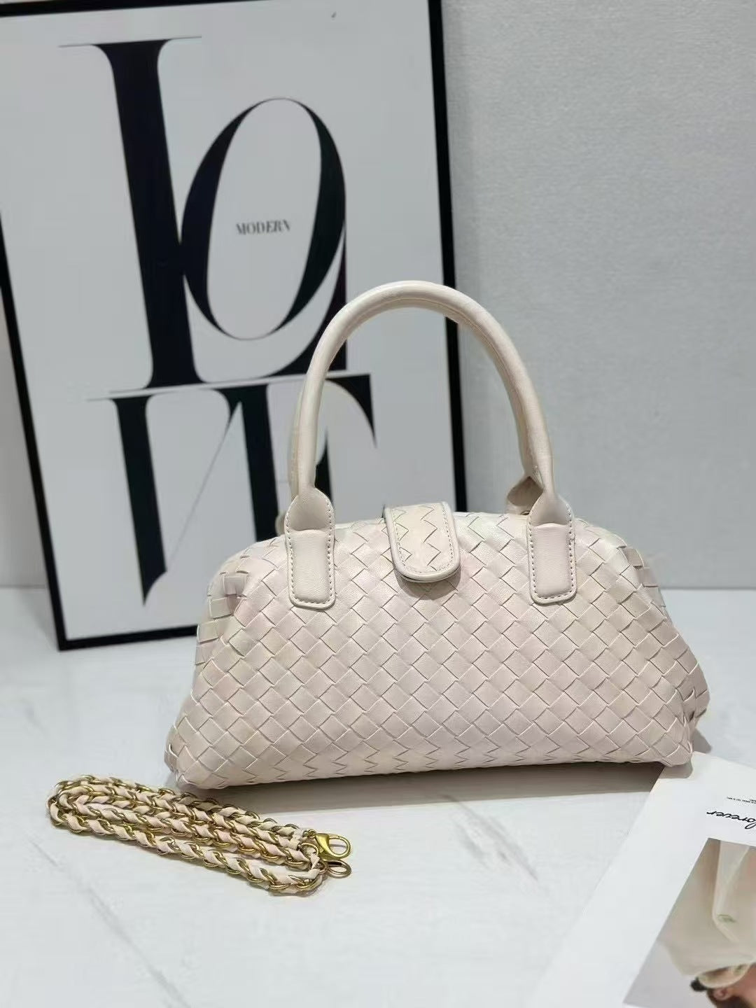 Women's Classic Retro Style Woven Bowling Simple Bags