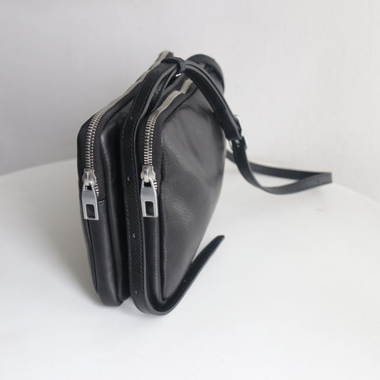 Style Genuine Leather File Simple Twin Crossbody Bags
