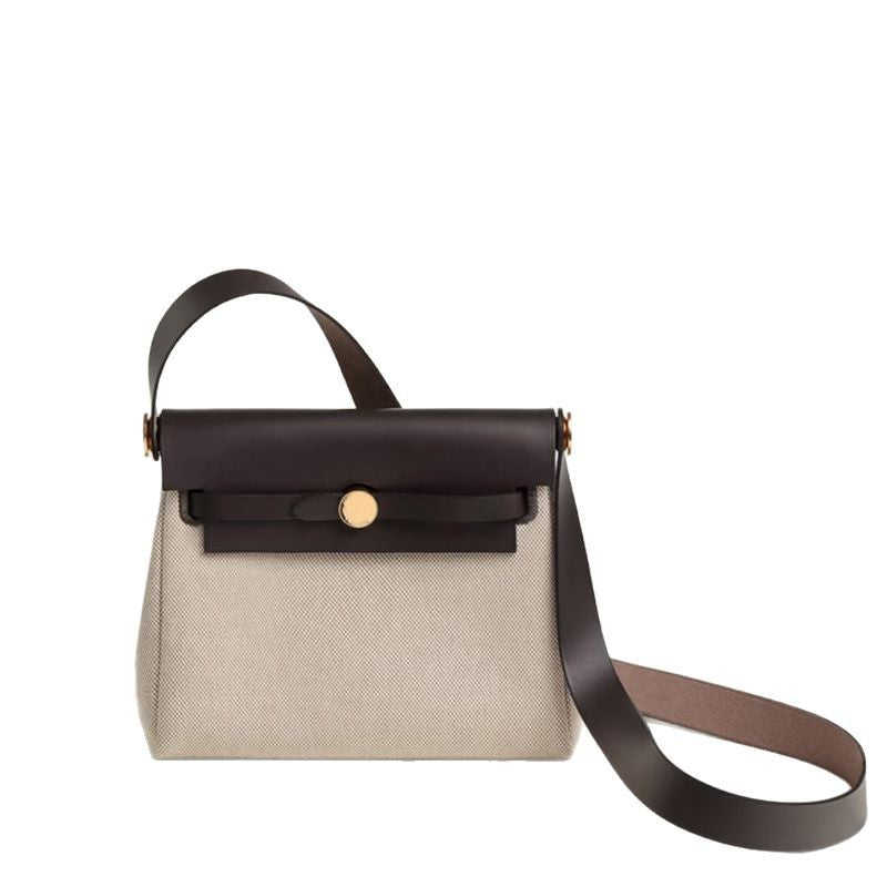 Women's Handmade Kelly Canvas Cowhide Stitching Leather Crossbody Bags