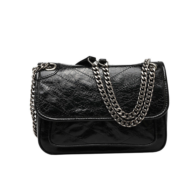 Popular Oil Wax Leather Cowhide Diamond Bags