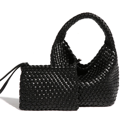 Women's Korean Style Fashionable Woven Pure Color Handbags