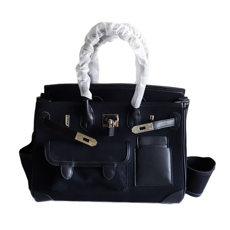 Retro Canvas Stitching Drawstring Top Layer Handbags