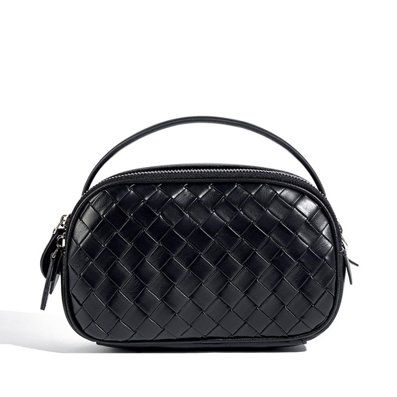 Women's Summer Genuine Leather Portable Fashion Woven Crossbody Bags