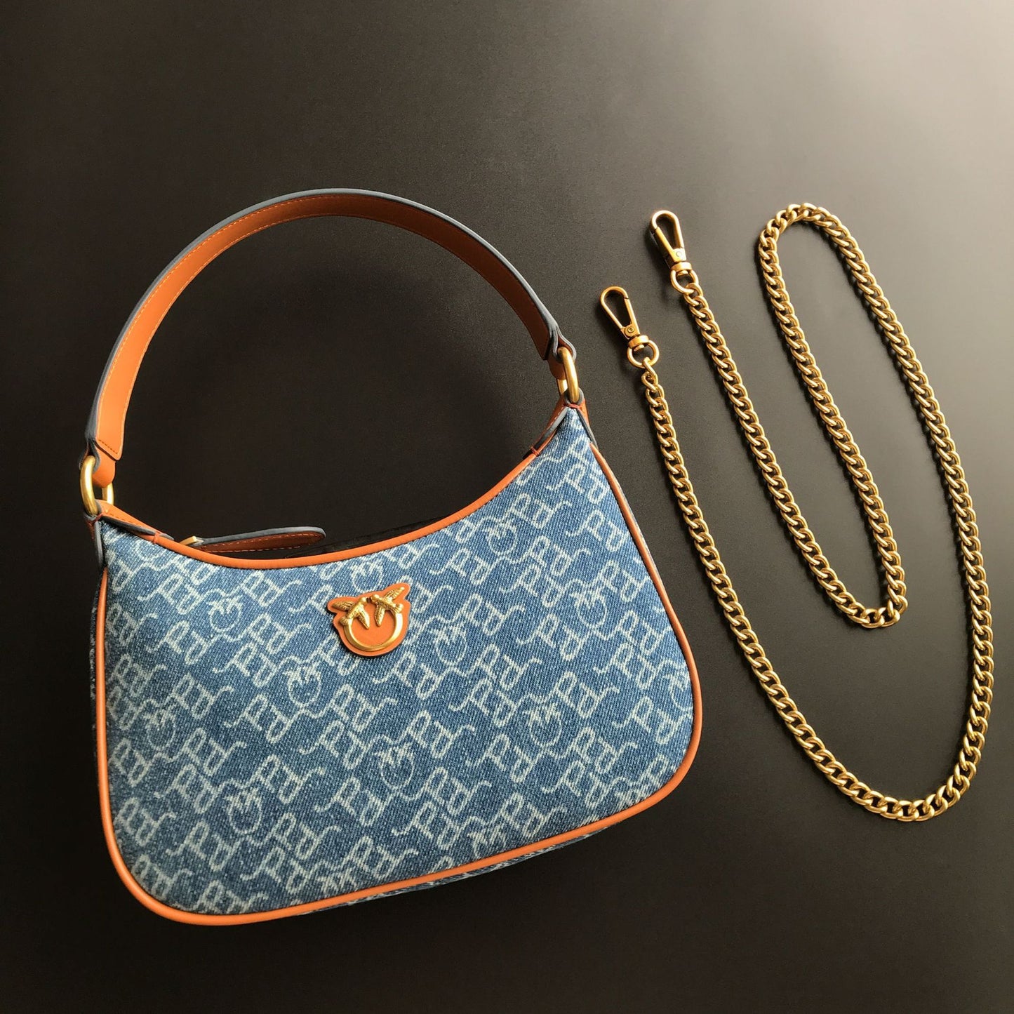 Women's Denim Half Moon Puff Swallow Pillow Bags